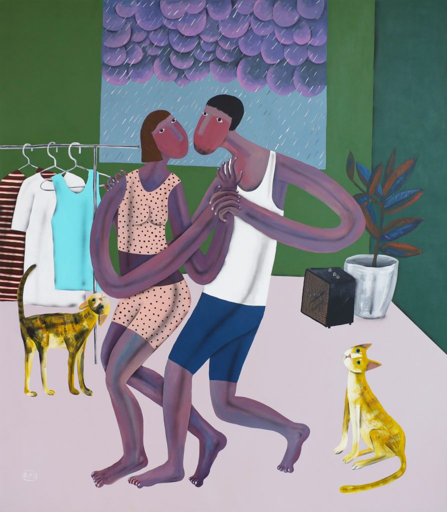 Kitti Narod, Laundry, Rainy and Tango, Acrylic on canvas, 160 x 140 cm, 2022