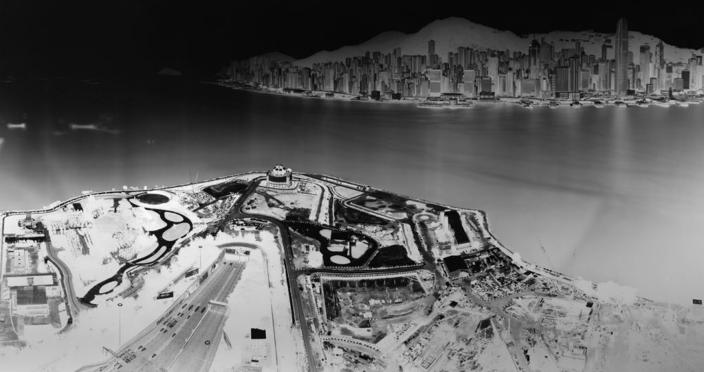 To see Hong Kong Island from Kowloon July 15-16 2016 Unique Camera Obscura Gelatin Silver Print 231x121 cm