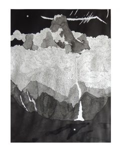 Moon Captors by Kan-Zan-Loc, 2018, Sumi Ink on Paper, 86 x 69.5 cm - version 2