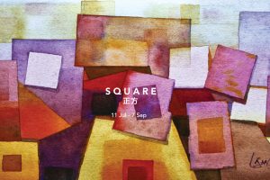 An exploration by six contemporary artists on the square shape in media forms from watercolours to oils, acrylic, and paper and marble sculptures.