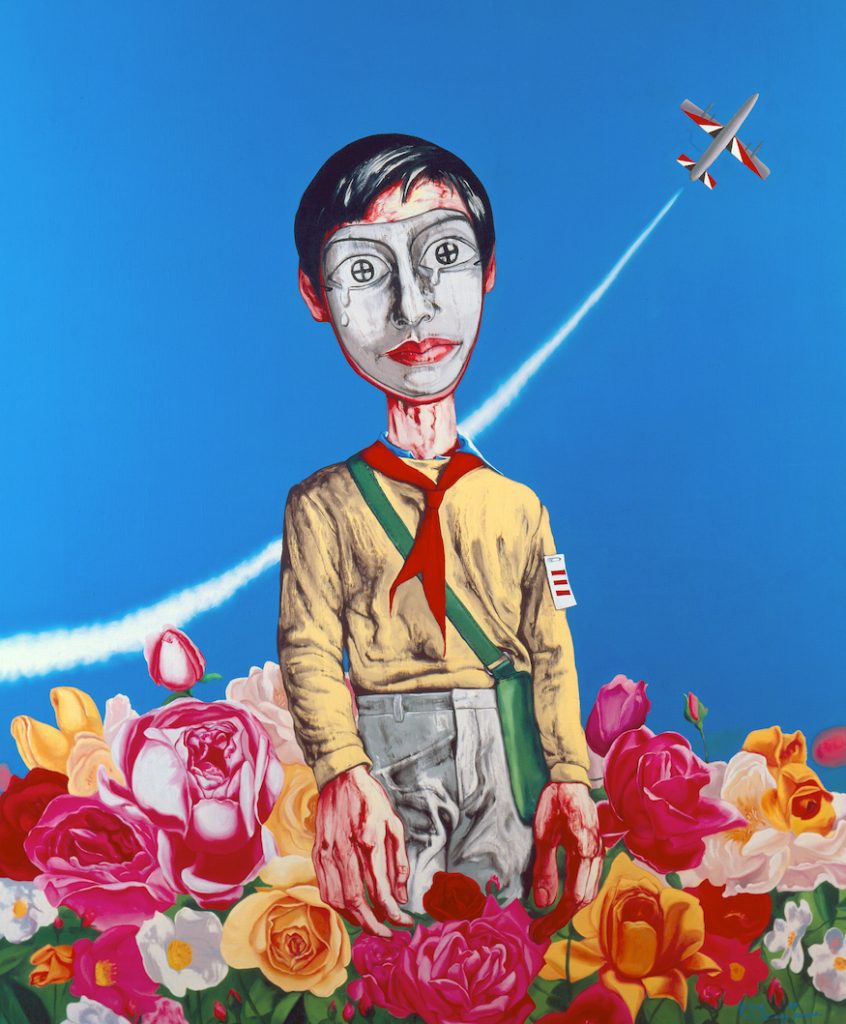Zeng Fengzhi, Mask 1998, No. 6, Oil on Canvas, 180 x 150 cm, 1999, Courtesy of the artist and Schoeni Projects (LR)