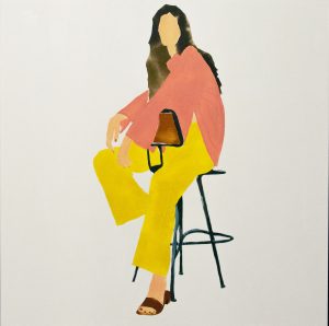 Rebecca Bernau, In the Saddle of my Horse, 2023, Acrylic on framed Dibond, 70 x 70cm